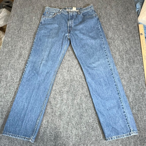 Levi Strauss 505 Mens Jeans 40x32 Blue Wash Straight Fit Denim Pants - Picture 9 of 16